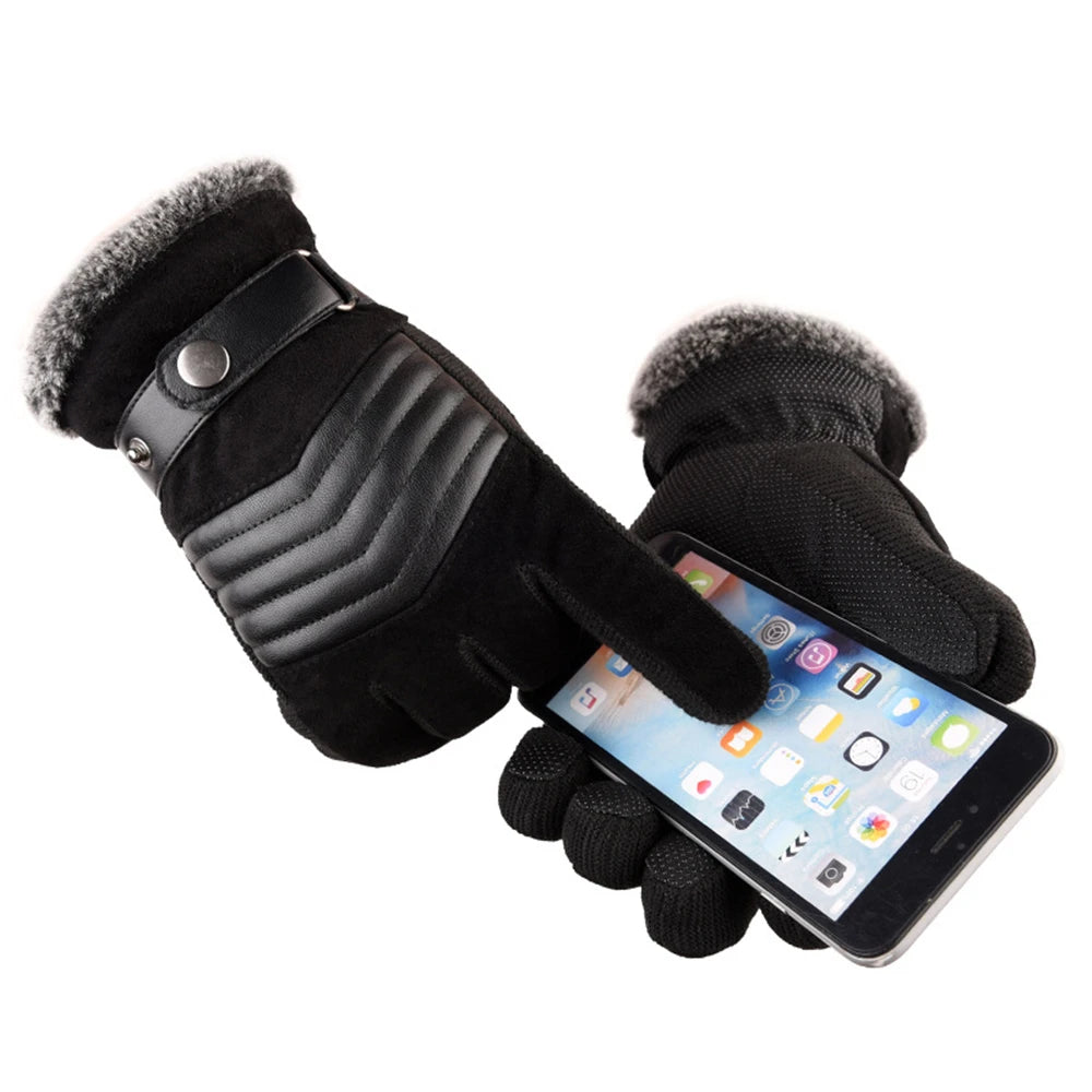 Touch Screen Winter Warm Men's Gloves Genuine Leather Casual Gloves Mittens for Men Outdoor Sport Full Finger Glove