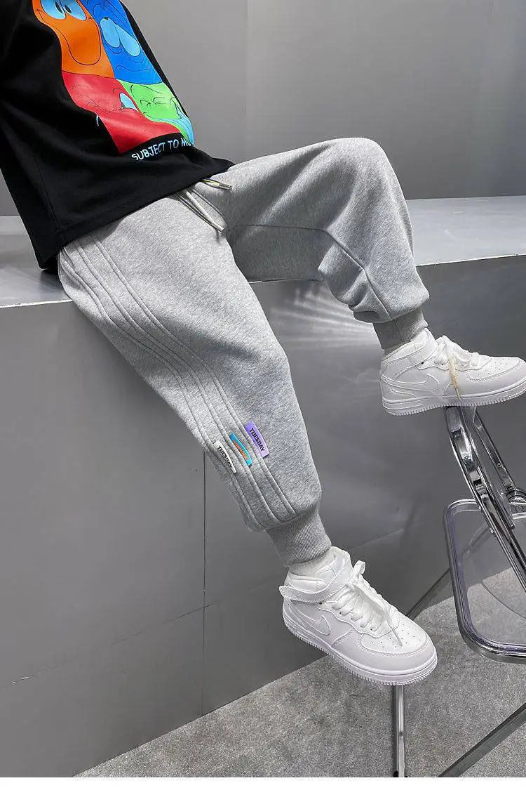 Spring Autumn Casual Boys Pants Loose Striped Pattern Long Style Trousers For Kids Teenage Children Sport Clothes 3-10 Years