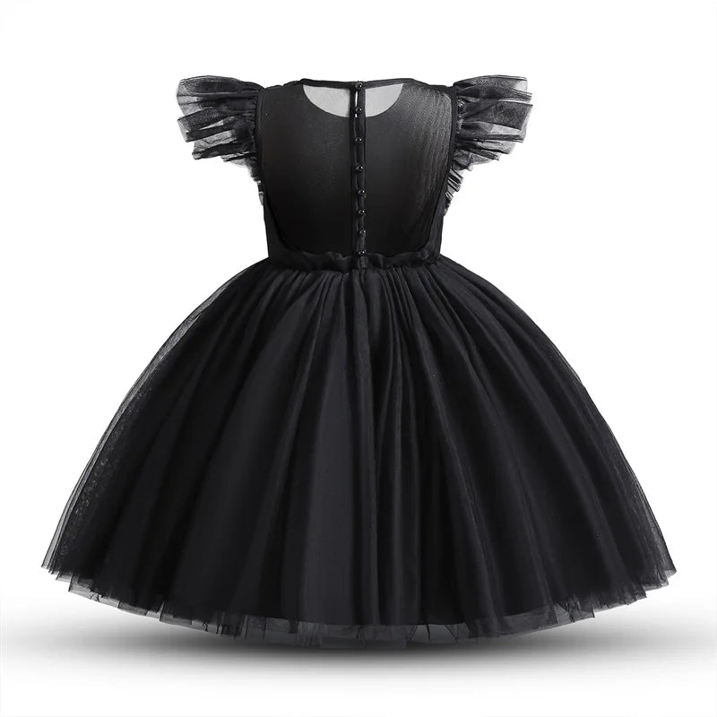 Girls White Cake Layers Dresses Kids Pull Sleeve Elegant Party Wedding Birthday Tutu Princess Vestidos Children Summer Clothes