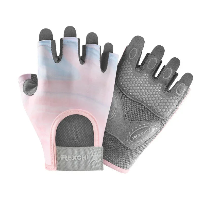 Women's Sports Gloves Fitness Outdoor Sports Anti Slip and Shock-absorbing Half Finger Gloves Durable and Breathable