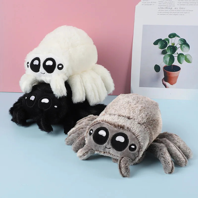 Lucas Friend Spider Plush Toy Kawaii Black White Spider Doll Home Decoration Pillow Soft Stuffed Halloween Gifts Toy for Kids