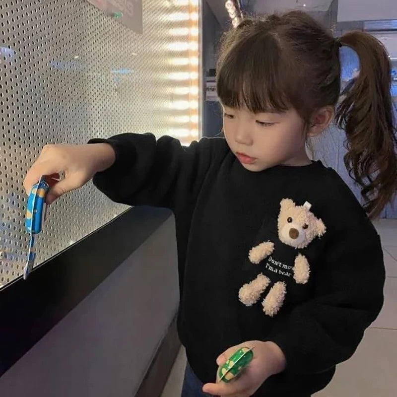 1 2 4 6 8 Years Baby Boys Sweatshirt Spring Kids Jacket Autumn Tops Cute Bear Pullover Children's Sweater Toddler Girls Clothes