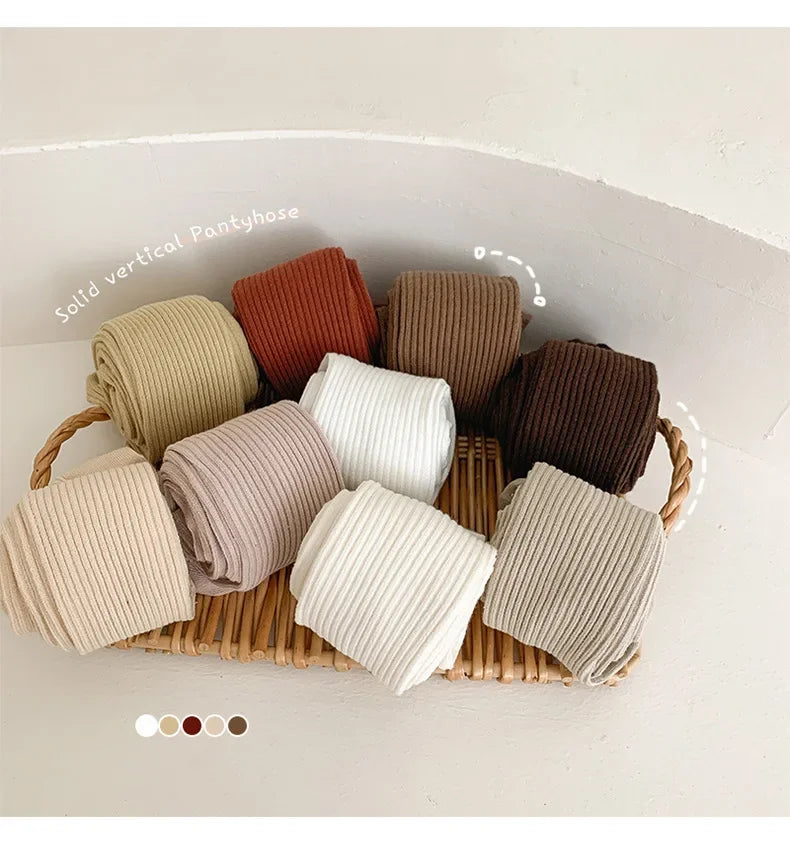 Baby Boys Girls School Student Uniform Pantyhose Pants Striped Leggings Tights Solid Stretch Kids Children Knitting Trousers