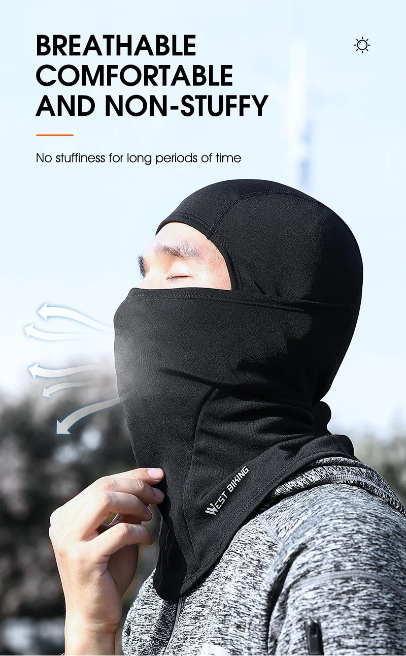 WEST BIKING Winter Cycling Scarf Fleece Keep Warm Balaclava Men Women Bicycle Hat Headwear Ski Helmet Liner Windproof Sport Cap