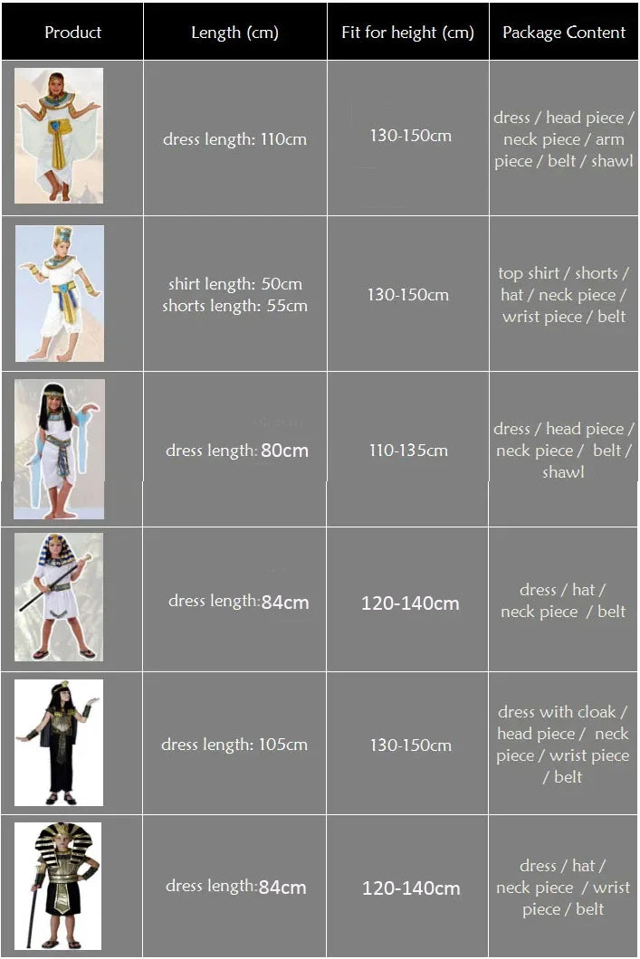 Umorden Halloween Costumes Boy Girl Ancient Egypt Egyptian Pharaoh Cleopatra Prince Princess Costume for Children Kids Cosplay