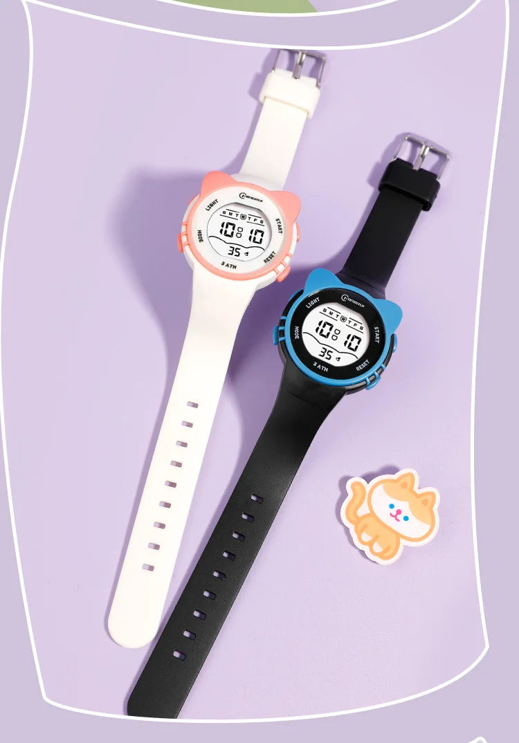 UTHAI C16 Girls And Boys Cute Meow Star Watches Kids Children's Junior High School Waterproof Alarm Clock Electronic Watch