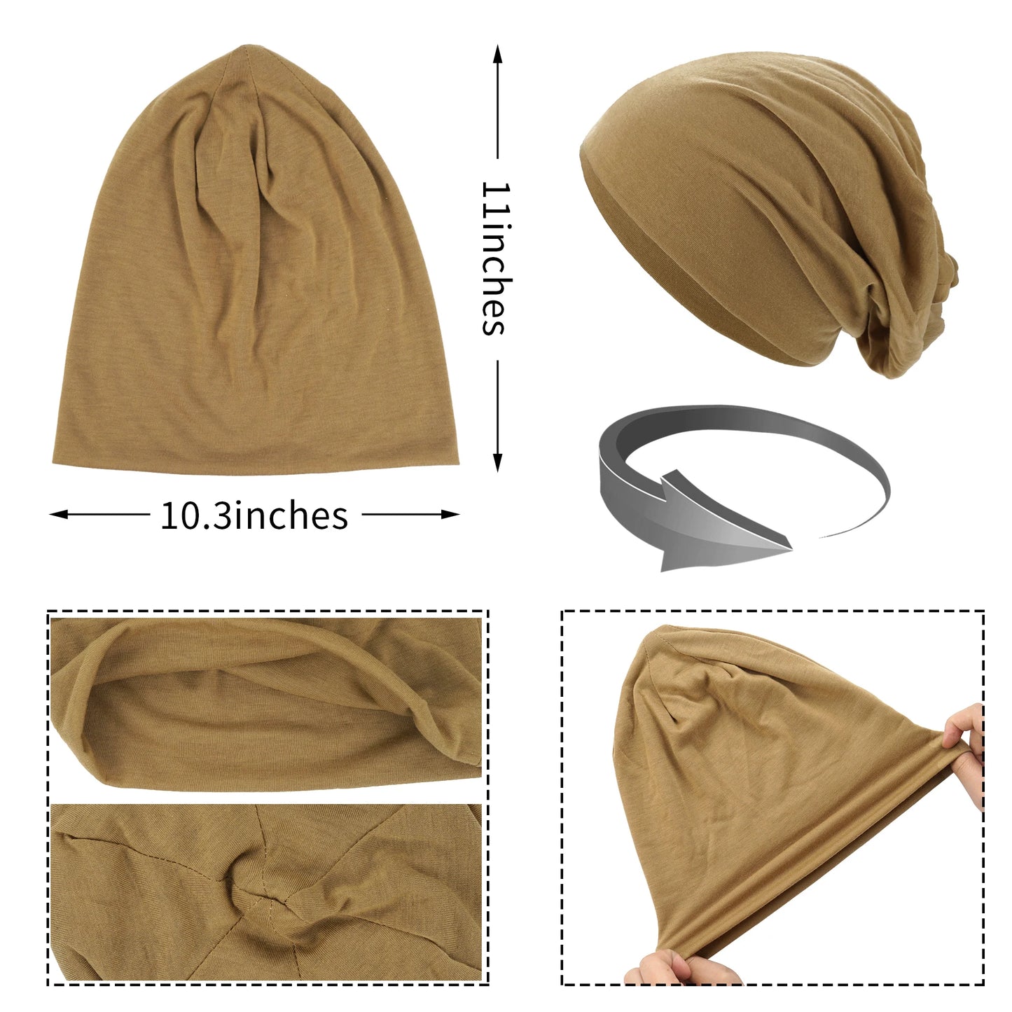 1 Pack Slouchy Beanie Hip-Hop Soft Lightweight Running Beanie Adult Dwarf Hats Chemo Cap for Men Women Breathability