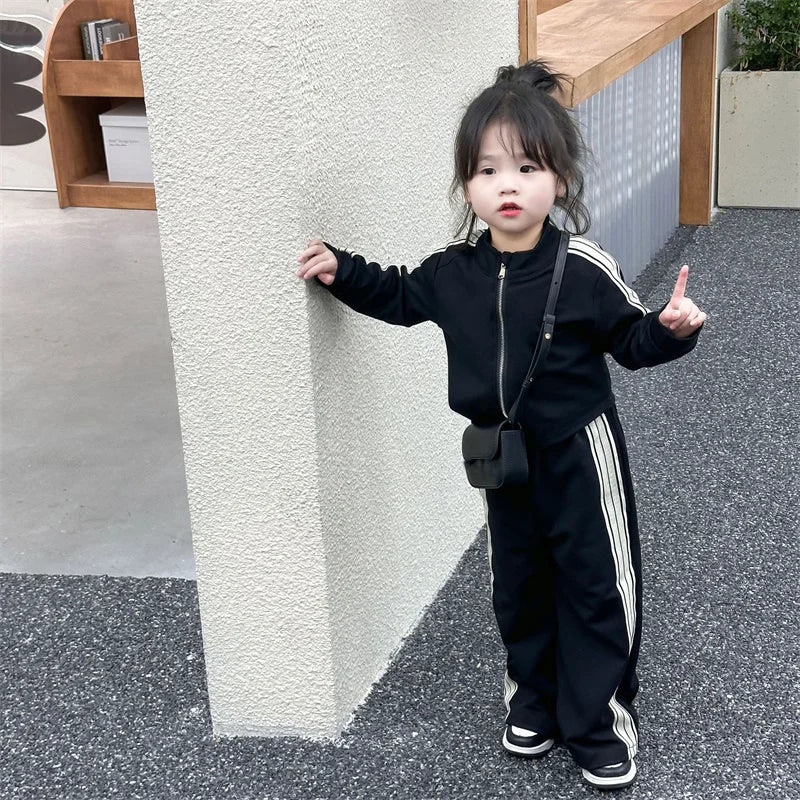 Girls Fashion Sets 2024 New Spring Autumn Sports Casual Suits Kids Long-sleeved Jacket+Pants 2Pcs Outfits Children Trend Clothes