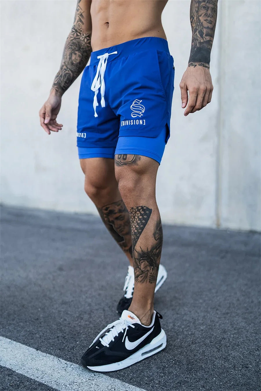 NEW 2 IN 1 Sport Running Casual Breathable Shorts Men Double-deck Jogging Quick Dry GYM Shorts Fitness Workout Men Shorts