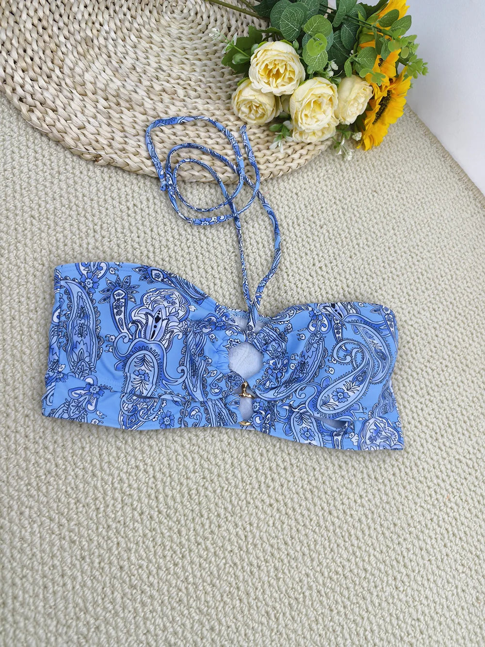 Women's Paisley Bikini Set With Skirt 2025 Sexy Bohemian Beach Dress Beachwear Two-Piece Swimsuit Cover-Up Summer Seaside Outfit