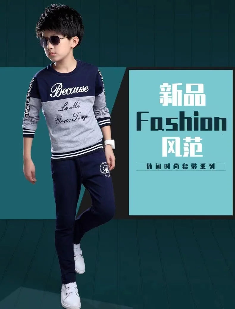 2024 New Boys Clothes Sport Suit Casual Sets Autumn Letter Children Winter Kids Tracksuit Spring + pants 5 6 7 8 9 10 11 12 year