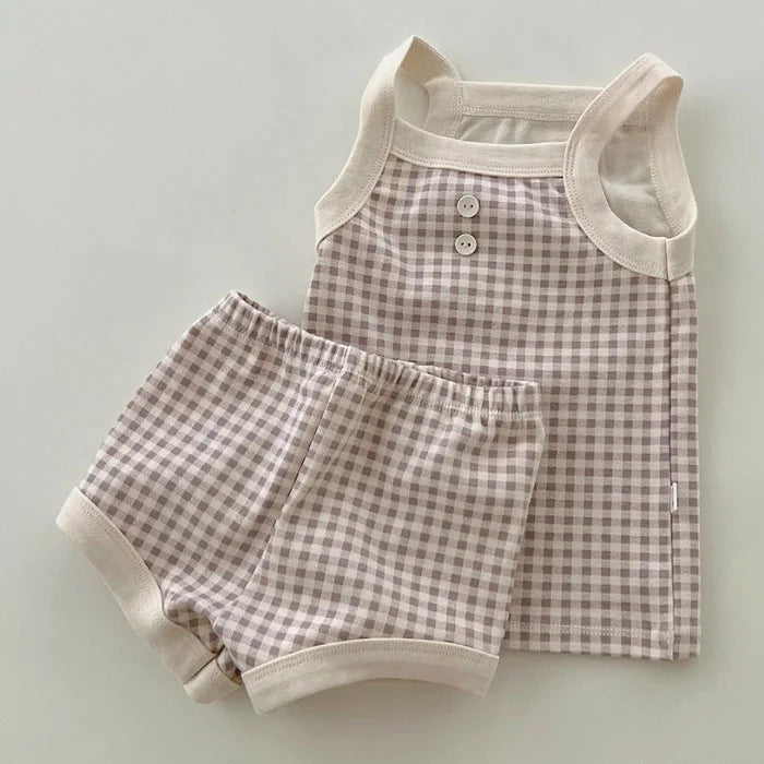 2024 New Baby Sleeveless Clothes Set Boy Girl Summer Thin Cotton Vest + Shorts 2pcs Suit Infant Outfits Toddler Breathable Set