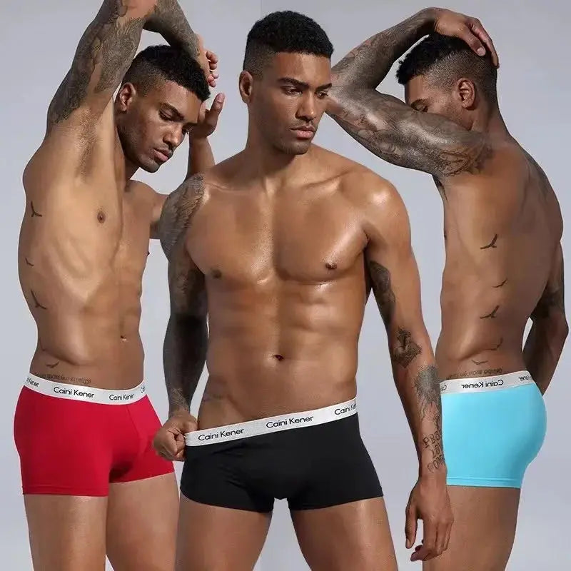 4Pcs/Lot Men's Underwear Fashion Boxer Solid Color Sexy Men's Boxer Shorts Comfortable Breathable Hip Lift Underwear for Men
