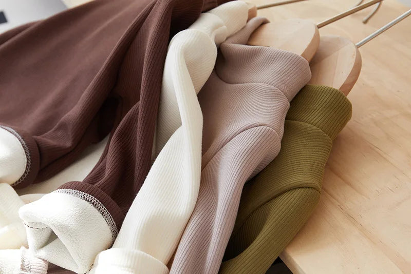 Children's Padded Thickened Sweater Girls Warm Solid Color Bottoming Shirt Autumn Winter New Boys Fashion Casual Tops 2-12 Years
