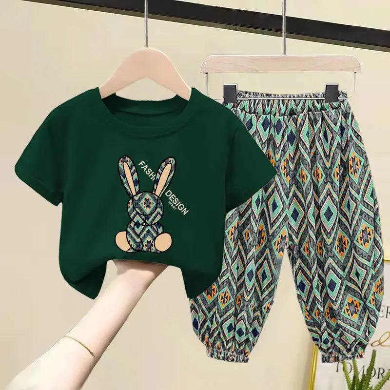 Girl Clothing Set Mother Kids Clothes Children's Sets New Summer Boys Girls Cotton T-shirt Baby 2pcs Short Sleeves Trousers Suit