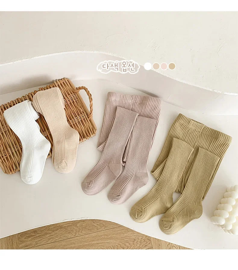 Baby Boys Girls School Student Uniform Pantyhose Pants Striped Leggings Tights Solid Stretch Kids Children Knitting Trousers