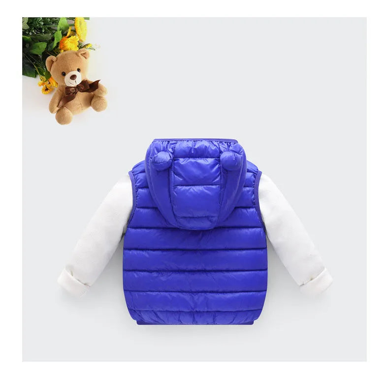 Baby Boys Girl Warm Down Vest Toddler Cotton Waistcoat Children Autumn and Winter Clothes Kids Hooded Jackets 1-6 Years Old