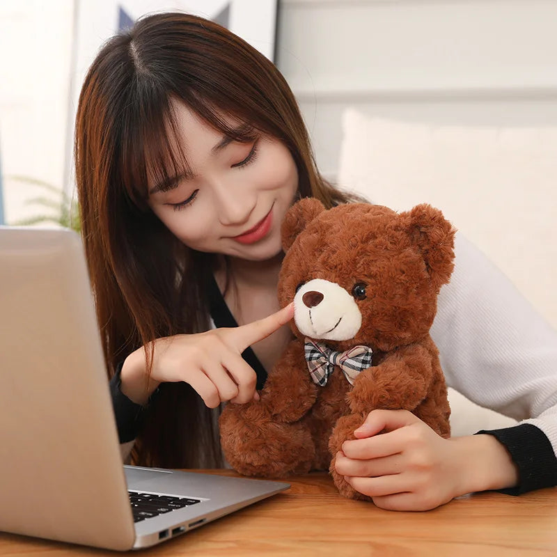 25/35CM Kawaii Teddy Bear Plush Pillow Toys Lovely Bow-Knot Bears Toys Stuffed Soft Animal Dolls Xmas Valentine Gift