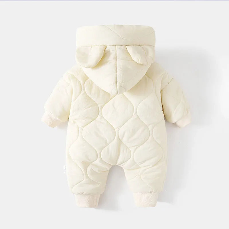  Winter Baby Outwear Clothing Fur Lining Warm Thick Toddler Girl's Boy's Rompers Cartoon Bear Infant Jumpsuit