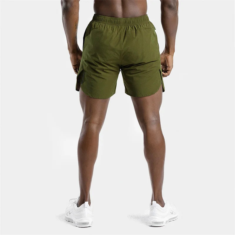 2025 NEW Fitness Men Gyms Shorts Workout Male Breathable 2 In 1 Double-deck Quick Dry Sportswear Jogger Beach Shorts Men