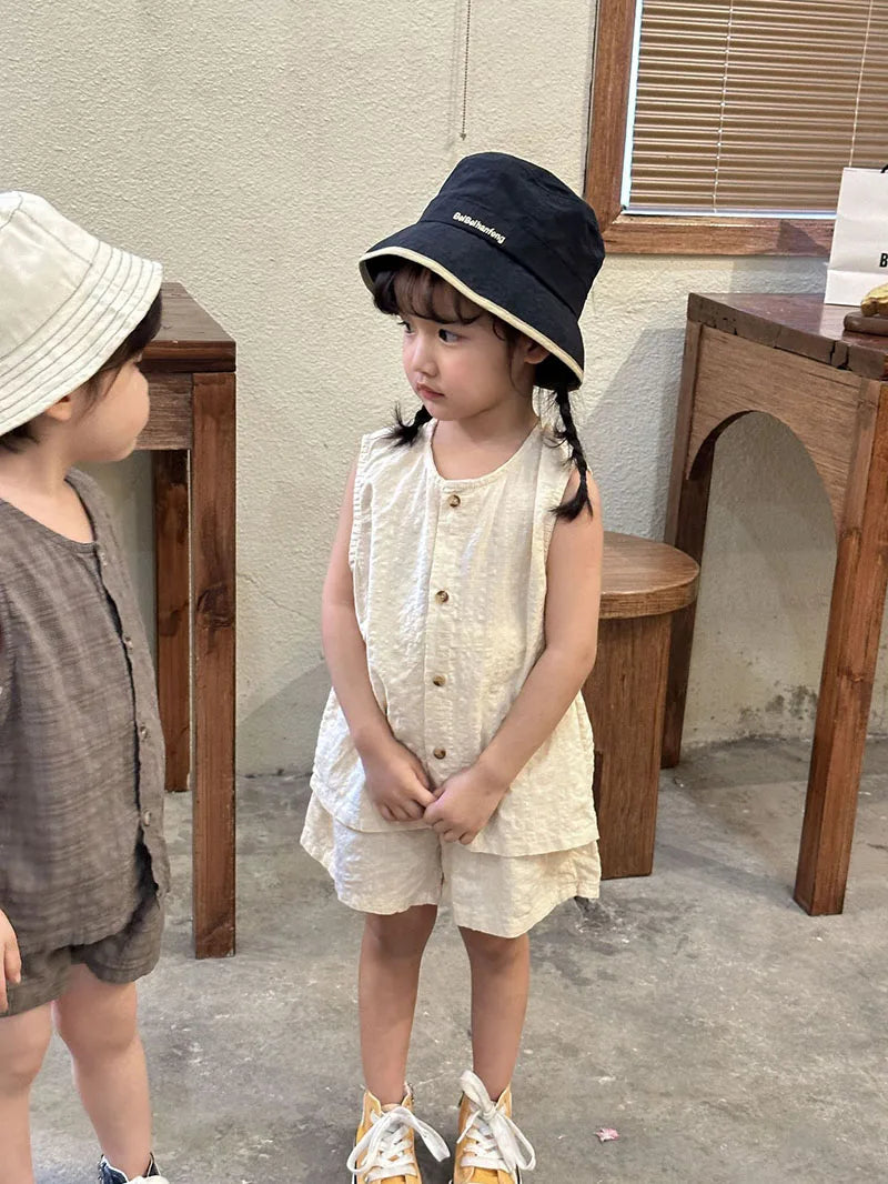 MILANCEL Summer Kids Clothing Set Boys Vest And Shorts 2 Pcs Suit Casual Girls Clothes Set