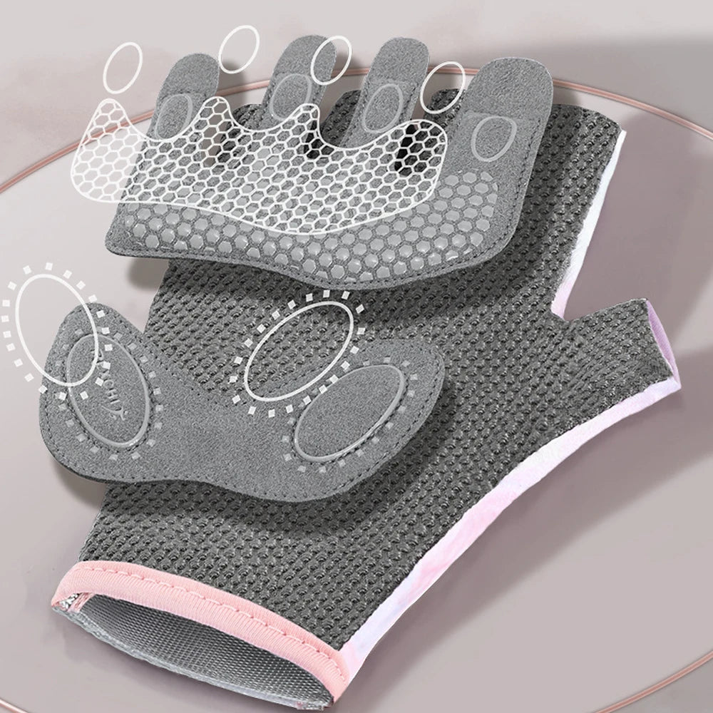 1Pair Workout Gloves Men Women Gym Lifting Fitness Climbing Exercises Work Out Wrist Belt Shock Absorb Foam Pad Palm Crossfit