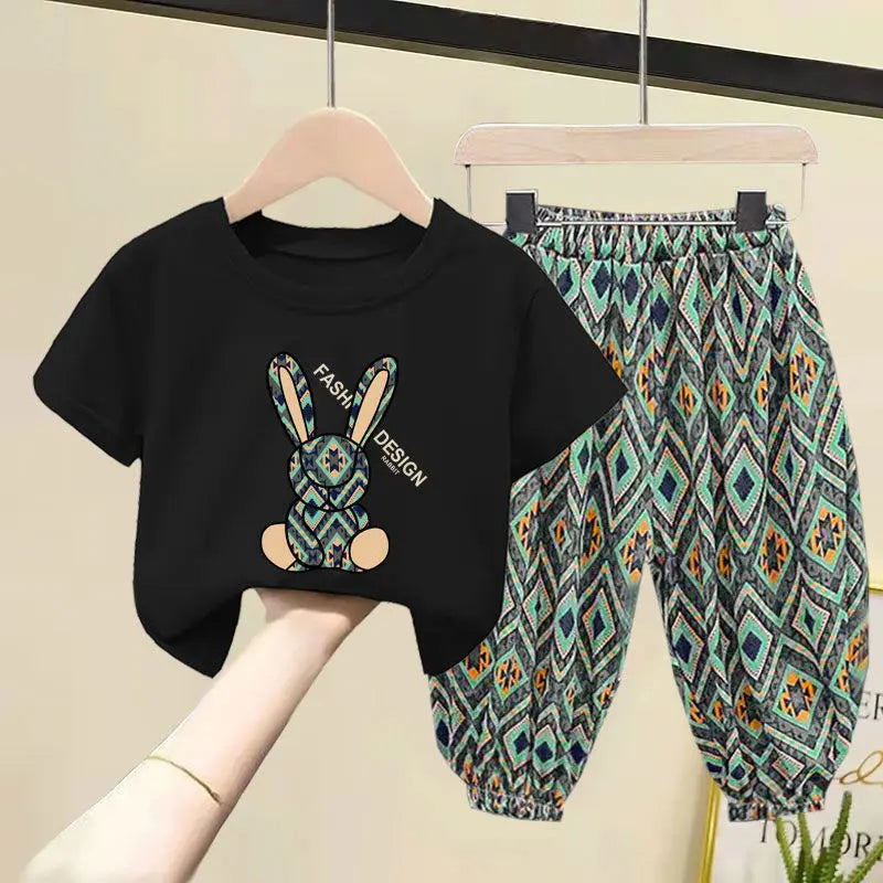 Girl Clothing Set Mother Kids Clothes Children's Sets New Summer Boys Girls Cotton T-shirt Baby 2pcs Short Sleeves Trousers Suit