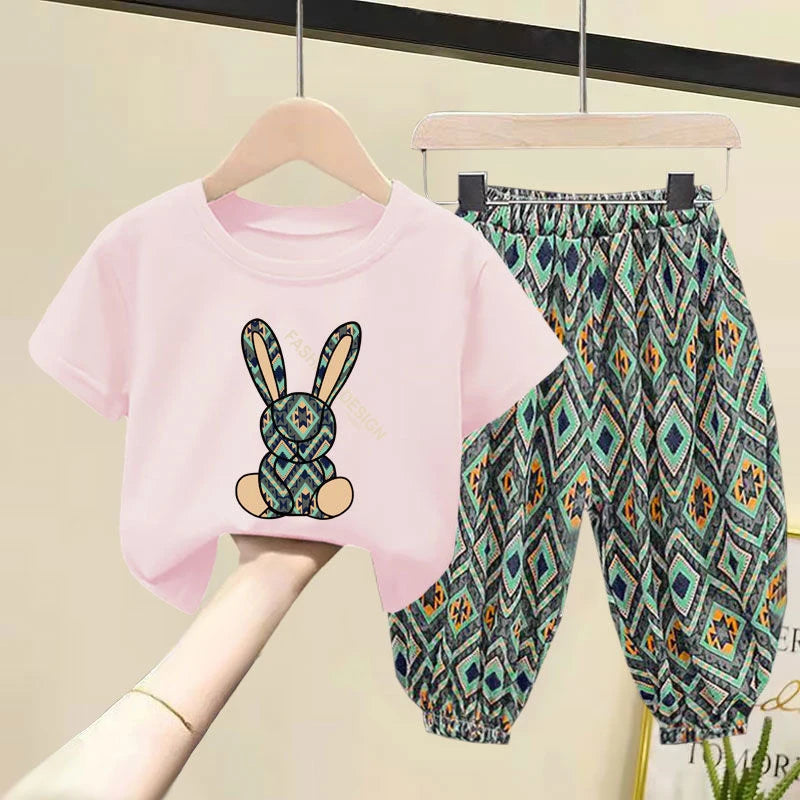 Girl Clothing Set Mother Kids Clothes Children's Sets New Summer Boys Girls Cotton T-shirt Baby 2pcs Short Sleeves Trousers Suit