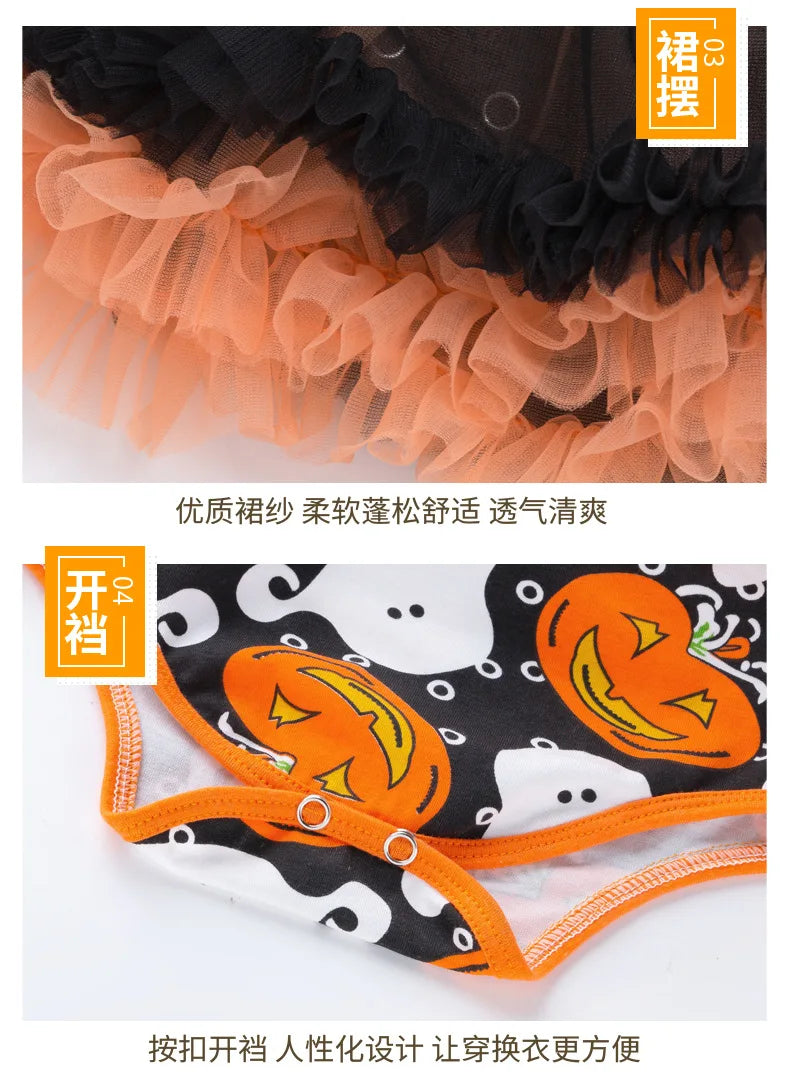 0-24M Baby Girl Boy Costume Pumpkin Clothes Newborn Romper Infant Tutu Dress Outfit Cosplay Bodysuit Toddler Halloween Clothes