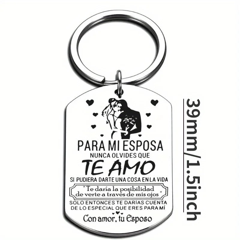 1PC Spanish Keychain Gift For Wife From Husband Para Mi Esposa Nunca Olvides Que Te Amo Pendant Necklace Valentines Gift