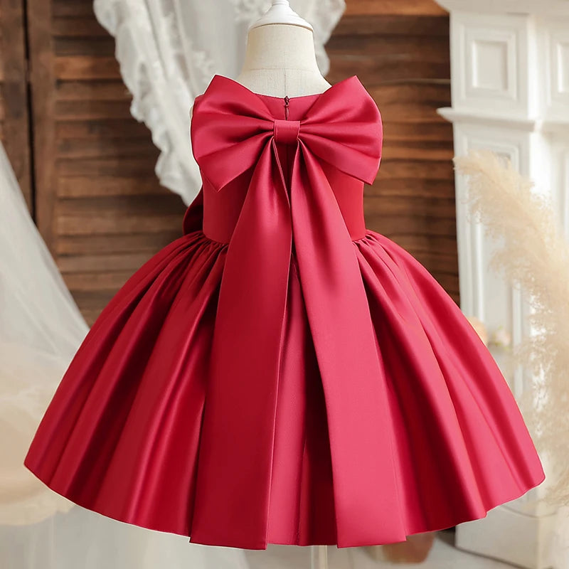 Flower Girl Dresses for Wedding Kids Lace Backless Tulle Tutu Princess Prom Party Clothes Baby 1st Birthday Baptism White Dress