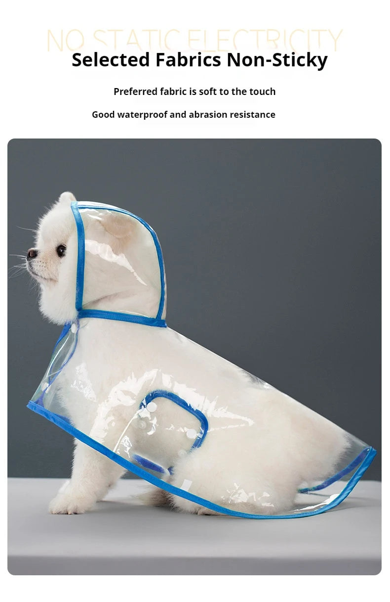 New Raincoat Pet Transparent Outgoing Raincoat Thickened Windproof and Waterproof Large, Medium, and Small Dog Clothes Plastic F