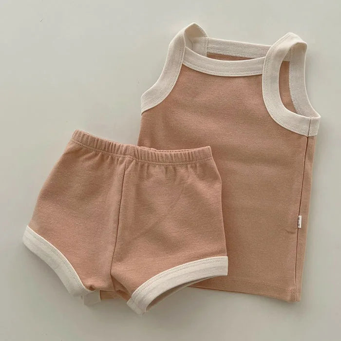 2024 New Baby Sleeveless Clothes Set Boy Girl Summer Thin Cotton Vest + Shorts 2pcs Suit Infant Outfits Toddler Breathable Set