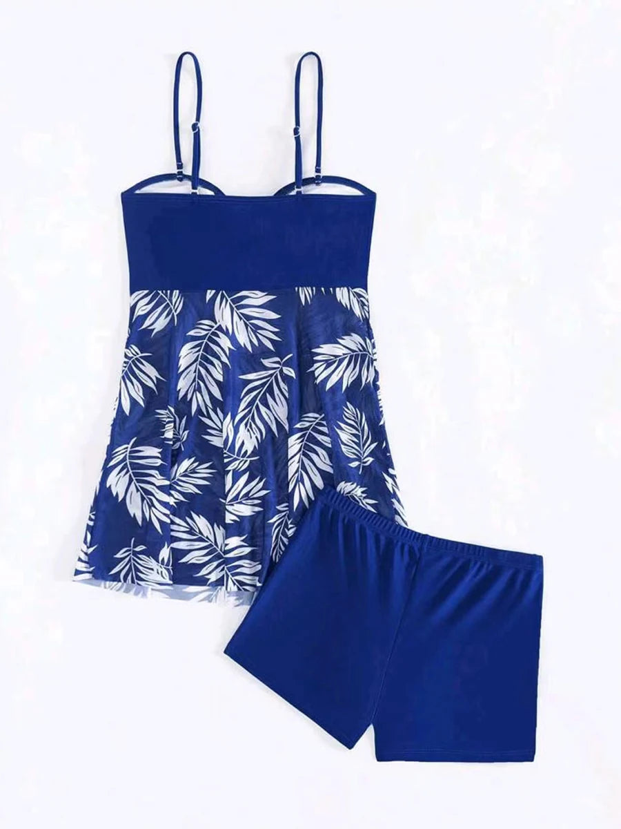 2025 Short Dress Tankini With Shorts Swimsuit Women Swimwear Female Padded Printed Bathing Swim Suit Swimming Beachwear Summer
