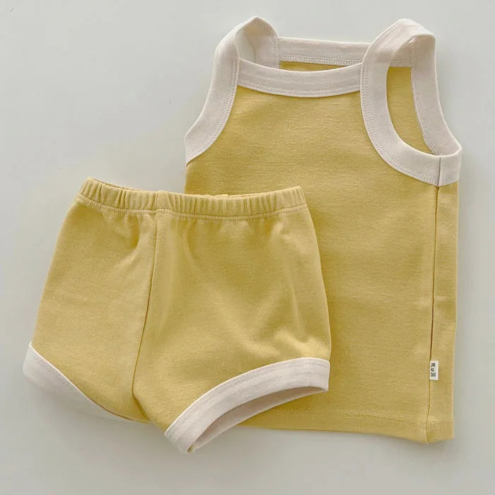 2024 New Baby Sleeveless Clothes Set Boy Girl Summer Thin Cotton Vest + Shorts 2pcs Suit Infant Outfits Toddler Breathable Set