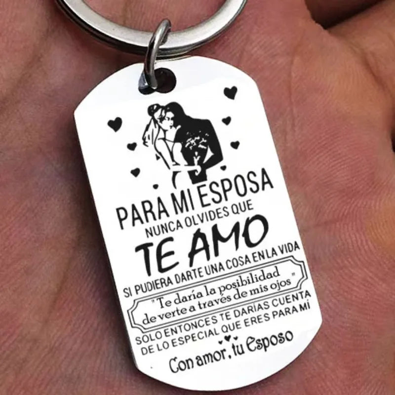 1PC Spanish Keychain Gift For Wife From Husband Para Mi Esposa Nunca Olvides Que Te Amo Pendant Necklace Valentines Gift