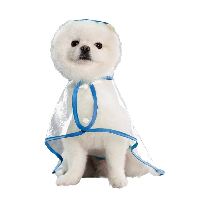 New Raincoat Pet Transparent Outgoing Raincoat Thickened Windproof and Waterproof Large, Medium, and Small Dog Clothes Plastic F
