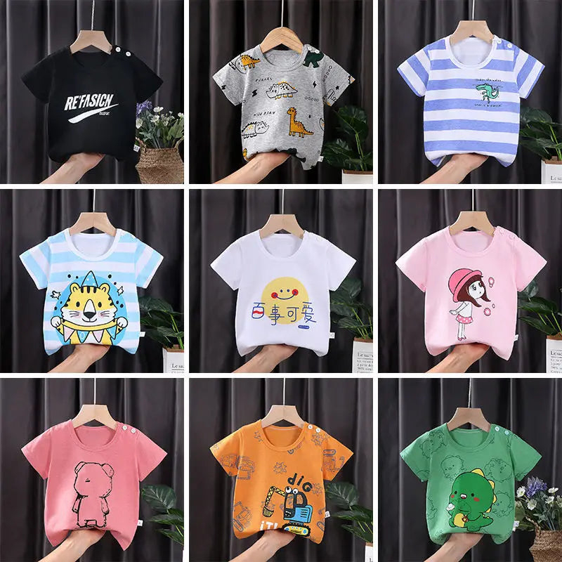 Children's Clothing T-Shirt Kids Clothes Boys Girls Summer Cartoon Tops Short Sleeve Clothes 100% Cotton Baby Clothing