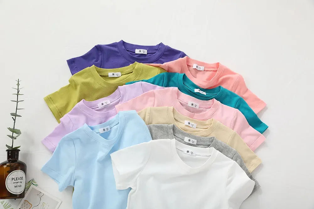 2-7T Toddler Kid Tshirt Summer Cotton Baby Boy Girls Clothes Short Sleeve Tee Top Casual Infant T Shirt Childrens Outfit