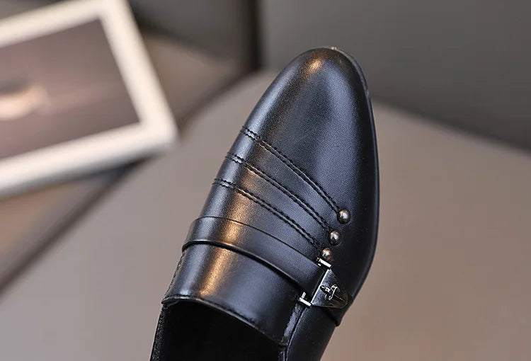 Children's Leather Shoes for Boys Toddler Kids Party Wedding Formal Performance Shoes School All-match Black White Loafers Shoes