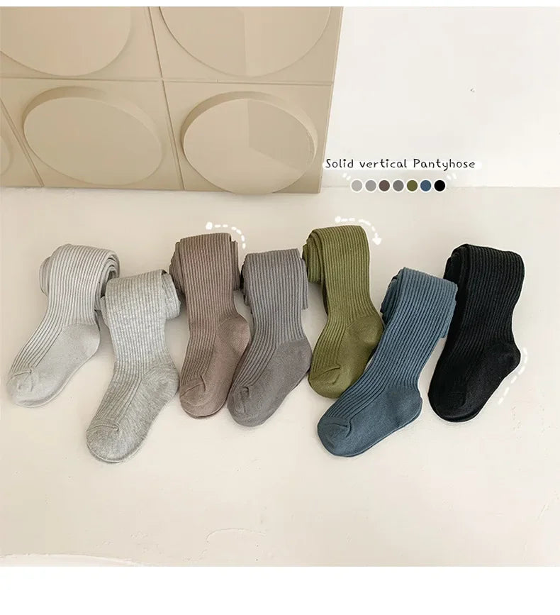 Baby Boys Girls School Student Uniform Pantyhose Pants Striped Leggings Tights Solid Stretch Kids Children Knitting Trousers