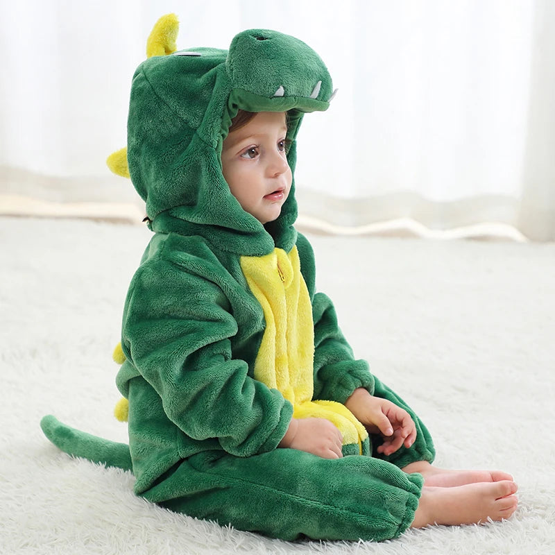 MICHLEY NEW Halloween Blue Dragon Baby Rompers Winter Costume Clothes Cartoon Jumpsuit Bodysuits Overall For Girl Boy Bebe 2-36M