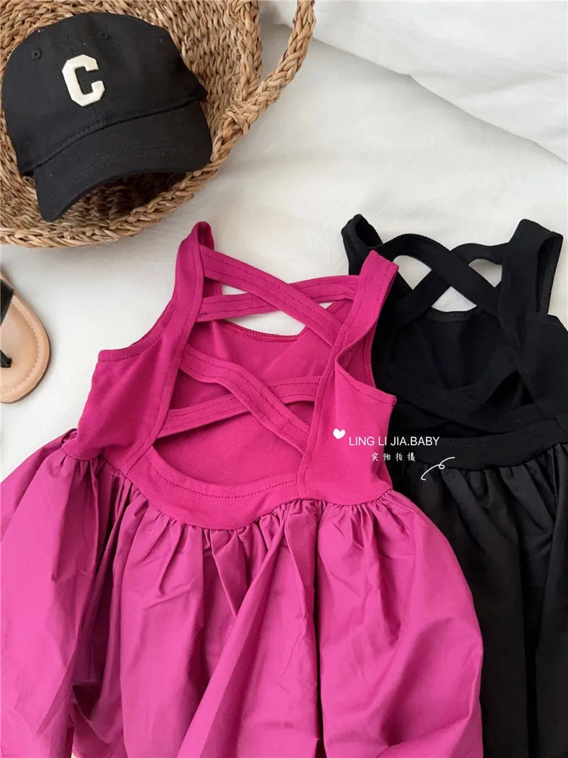 Girls Casual Dresses Back Hollowing Sleeveless Dress Toddler Girl Clothes Summer Dress Chinese Traditional Dress for Girls
