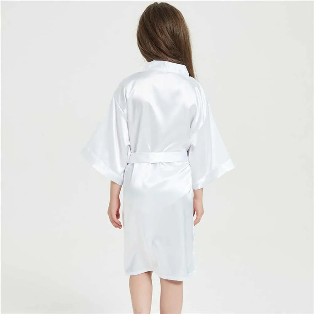 Pink Bathrobes for Girls Nightwear Satin Silk Kids Robes Summer Girl Nightgown Sleepwear Children Kimono Wedding Spa Party Dress