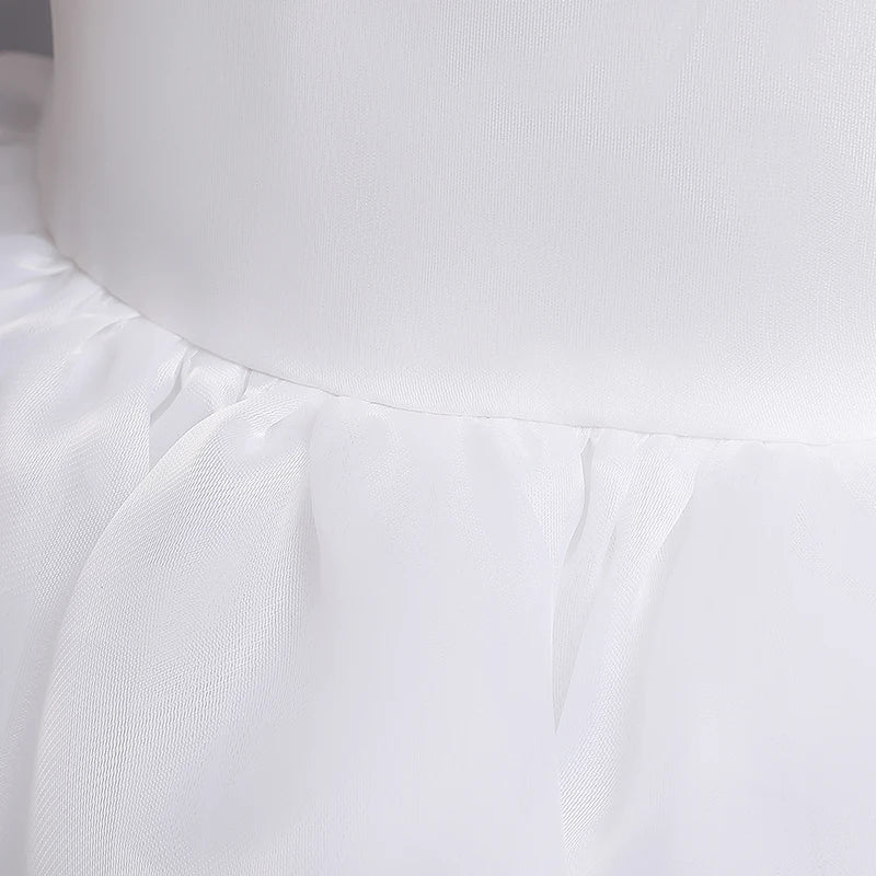 Girls White Cake Layers Dresses Kids Pull Sleeve Elegant Party Wedding Birthday Tutu Princess Vestidos Children Summer Clothes