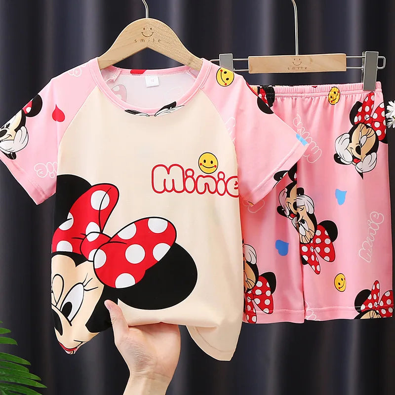 Summer Children's Pajamas Short Sleeve Girls Cartoon Old Boys Boys Home Clothes Set Pajama Sleepwear Robe Clothing Mother Kids
