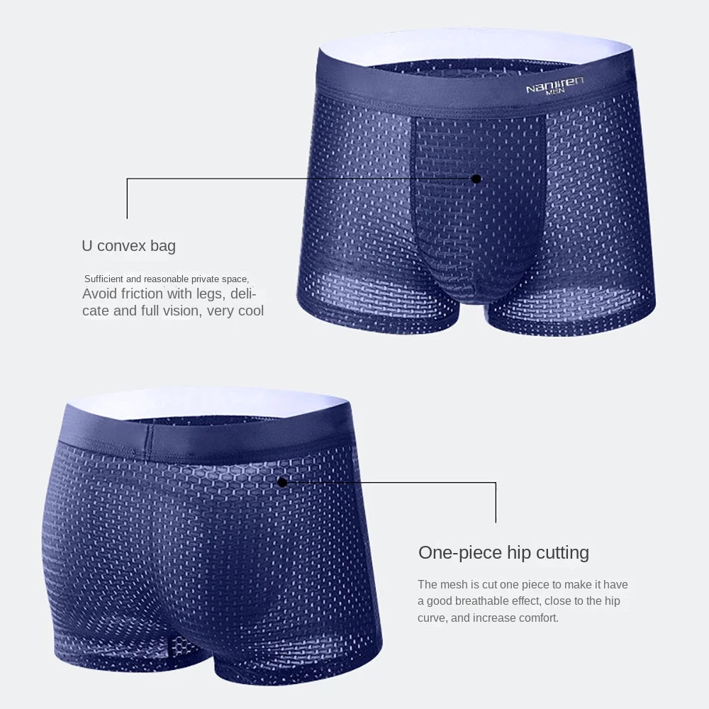 Men Panties Male Underpants Man Pack Shorts Boxers Underwear Slip Homme Calzoncillos Bamboo Hole U Convex Pouch Large Size 5XL