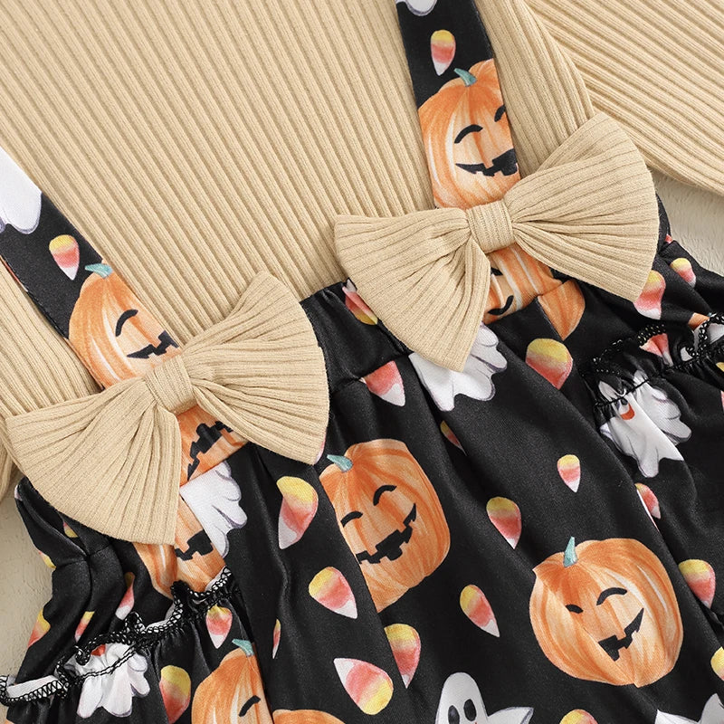 2024-05-23 Lioraitiin Baby Girls Halloween Jumpsuits Pumpkin Print Long Sleeve Romper and Cute Headband Set for Infant Outfits