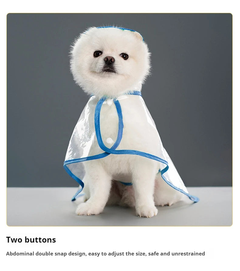 New Raincoat Pet Transparent Outgoing Raincoat Thickened Windproof and Waterproof Large, Medium, and Small Dog Clothes Plastic F