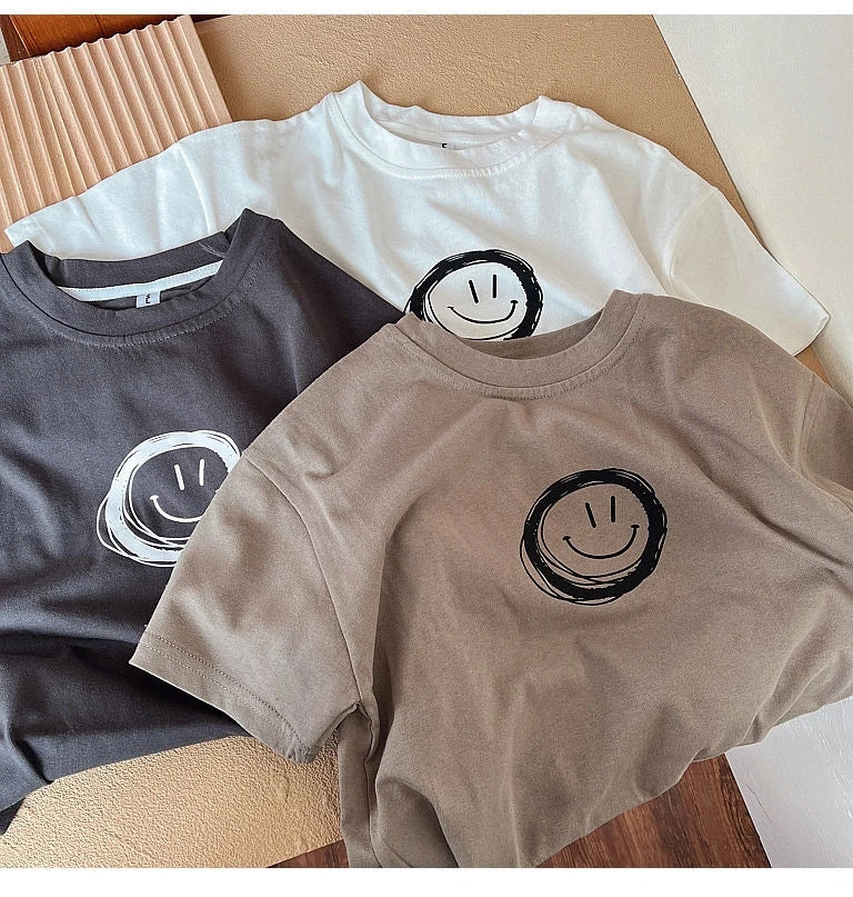 Solid Color Tees Baby Unisex Clothing New Style Simple Fashion Bottoming Shirt Child's Boys Thin Cotton Tshirt Summer Pullovers